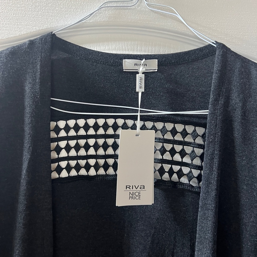 Riva Black Cardigan with White Accents